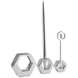 Набор настольный "Гайка": подставка для визиток, авторучка на подставке и клип; 5,5х1,5х5 см; 3,8х1,5х16,5 см; 3х1,5х10 см; металл